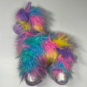 Build A Bear Neon Rainbow Llama Alpaca Plush Stuffed Animal
